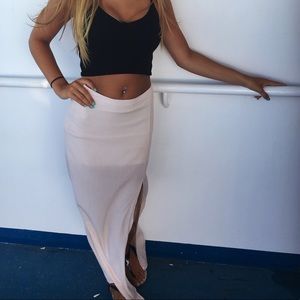 light pink maxi skirt